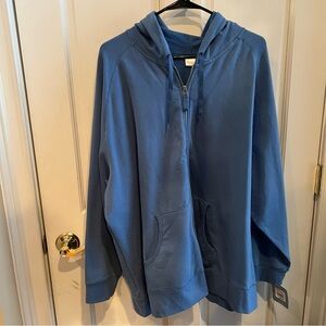 Womens PROSPIRIT French Blue Full Zipped Fleece Hooded Jacket Size 3X